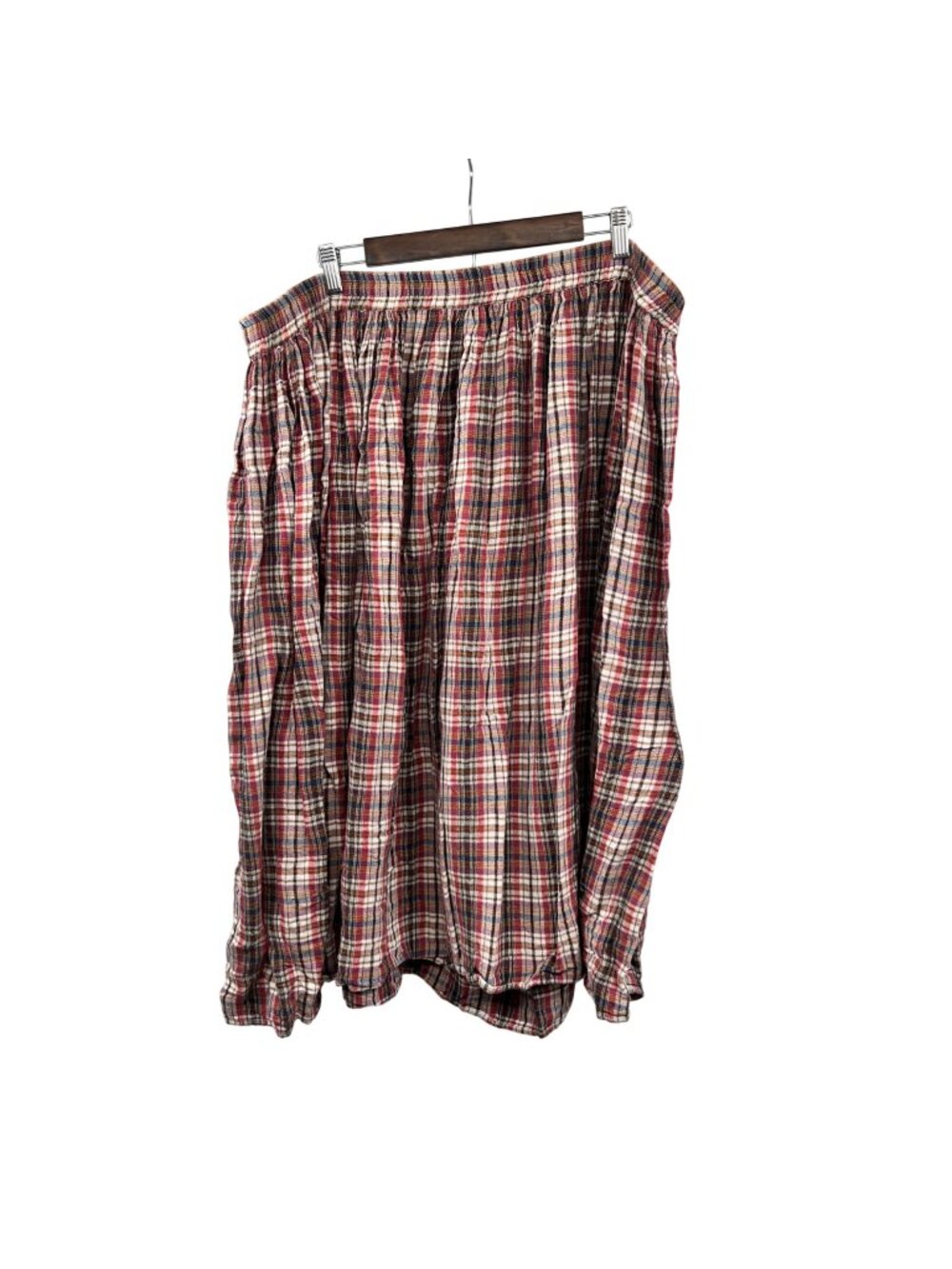 Khaki Rose Plaid Midi Skirt Pull On A-Line Multicolor Womens Size 2X Boho